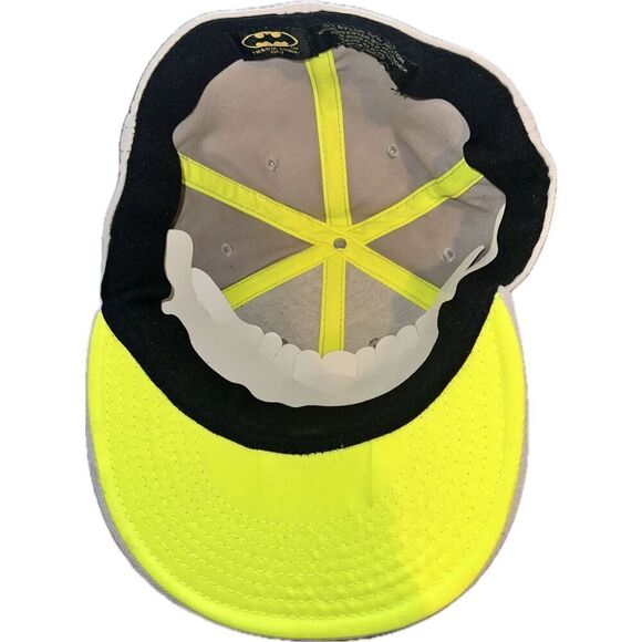 Batman Hat/Cap DC Comics With Embroidered Name & Logo Gray &‎ Lime Elastic OS - Picture 3 of 4